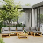Set mobilier grădină cu perne, 8 piese, lemn masiv acacia GartenMobel Dekor