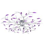 Lustră cu brațe tip frunze cristal acrilic violet 5 becuri E14  GartenMobel Dekor