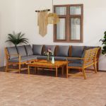 Set mobilier grădină cu perne, 9 piese, lemn masiv de acacia GartenMobel Dekor
