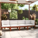 Canapea de grădină cu 4 locuri, cu perne, lemn masiv de acacia GartenMobel Dekor