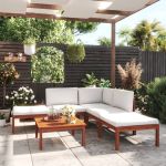 Set mobilier grădină cu perne, 6 piese, crem lemn masiv acacia GartenMobel Dekor