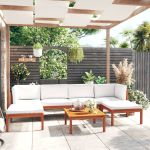 Set mobilier grădină cu perne, crem, 7 piese, lemn masiv acacia GartenMobel Dekor