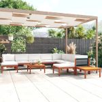 Set mobilier grădină cu perne 12 piese crem lemn masiv acacia GartenMobel Dekor