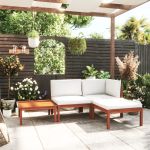 Set mobilier grădină cu perne crem, 4 piese, lemn masiv acacia GartenMobel Dekor