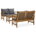 Set mobilier grădină cu perne, 3 piese, lemn masiv de acacia GartenMobel Dekor