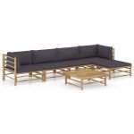 Set mobilier de grădină cu perne gri închis, 6 piese, bambus GartenMobel Dekor