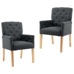 Scaune de bucătărie cu brațe, 2 buc., gri, material textil GartenMobel Dekor