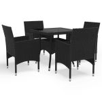 Set mobilier de grădină, 5 piese, negru, poliratan GartenMobel Dekor
