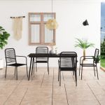 Set mobilier de grădină 5 piese negru sfoară de bumbac și oțel GartenMobel Dekor