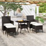 Set mobilier grădină, 5 piese, negru, poliratan/sticlă tratată GartenMobel Dekor