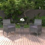 Set mobilier de grădină, 3 piese, gri, poliratan GartenMobel Dekor