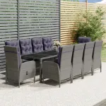 Set mobilier de grădină, 11 piese, gri, poliratan GartenMobel Dekor