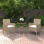 Set mobilier de grădină, 3 piese, bej, poliratan GartenMobel Dekor