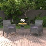 Set mobilier de grădină, 3 piese, gri, poliratan GartenMobel Dekor
