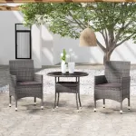 Set mobilier de grădină, 3 piese, gri, poliratan GartenMobel Dekor