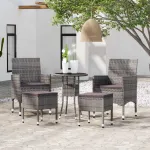 Set mobilier de grădină, 5 piese, gri, poliratan GartenMobel Dekor