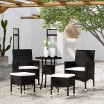 Set mobilier de grădină, 5 piese, negru, poliratan GartenMobel Dekor