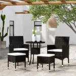 Set mobilier de grădină, 5 piese, negru, poliratan GartenMobel Dekor