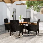 Set mobilier de grădină, 5 piese, negru, poliratan GartenMobel Dekor