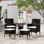 Set mobilier de grădină, 5 piese, negru, poliratan GartenMobel Dekor