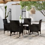 Set mobilier de grădină, 5 piese, negru, poliratan GartenMobel Dekor
