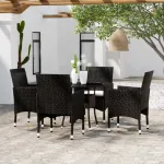 Set mobilier de grădină, 5 piese, negru, poliratan GartenMobel Dekor