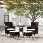 Set mobilier de grădină, 5 piese, negru, poliratan GartenMobel Dekor