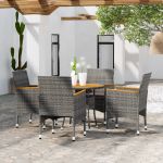 Set mobilier grădină, 5 piese, gri, poliratan și sticlă GartenMobel Dekor