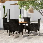 Set mobilier de grădină, 5 piese, negru, poliratan GartenMobel Dekor