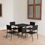 Set mobilier de grădină, 5 piese, negru, poliratan GartenMobel Dekor