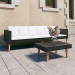 Set mobilier de grădină cu perne, 2 piese, negru, poliratan GartenMobel Dekor
