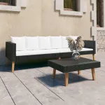 Set mobilier de grădină cu perne, 2 piese, negru, poliratan GartenMobel Dekor