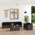 Set mobilier de grădină cu perne, 7 piese, gri, poliratan GartenMobel Dekor