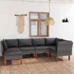 Set mobilier de grădină cu perne, 6 piese, gri, poliratan GartenMobel Dekor