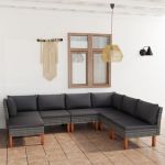 Set mobilier de grădină cu perne, 7 piese, gri, poliratan GartenMobel Dekor