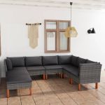 Set mobilier de grădină cu perne, 8 piese, gri, poliratan GartenMobel Dekor
