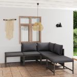 Set mobilier de grădină cu perne, 6 piese, gri, poliratan GartenMobel Dekor