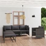 Set mobilier de grădină cu perne, 6 piese, gri, poliratan GartenMobel Dekor