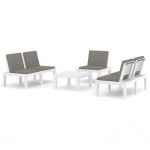 Set mobilier de grădină cu perne, 4 piese, alb, plastic GartenMobel Dekor