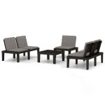Set mobilier de grădină cu perne, 4 piese, gri, plastic GartenMobel Dekor
