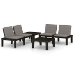 Set mobilier de grădină cu perne, 4 piese, gri, plastic GartenMobel Dekor