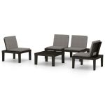 Set mobilier de grădină cu perne, 4 piese, gri, plastic GartenMobel Dekor