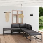 Set mobilier de grădină cu perne, 6 piese, gri, poliratan GartenMobel Dekor