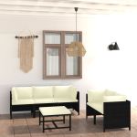 Set mobilier de grădină cu perne, 6 piese, negru, poliratan GartenMobel Dekor