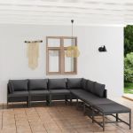 Set mobilier de grădină cu perne, 8 piese, gri, poliratan GartenMobel Dekor