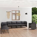 Set mobilier de grădină cu perne, 8 piese, gri, poliratan GartenMobel Dekor