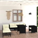 Set mobilier de grădină cu perne, 8 piese, negru, poliratan GartenMobel Dekor