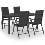 Set de masă pentru grădină, 5 piese, negru GartenMobel Dekor