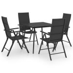 Set de masă pentru grădină, 5 piese, negru GartenMobel Dekor