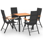 Set de masă pentru grădină, 5 piese, negru și maro GartenMobel Dekor